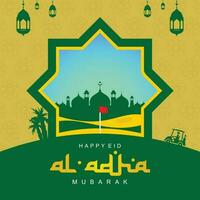 eid mubarak Islamitisch groet kaart vector ontwerp illustratie met golf Cursus achtergrond thema