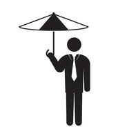 icoon van een persoon gebruik makend van een paraplu vector
