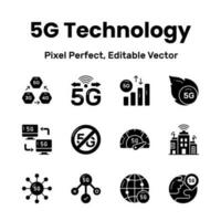 verheffen uw ontwerp spel met onze 5g netwerk pictogrammen trekken uw projecten met een futuristische tintje en op het randje esthetiek. vector