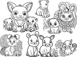 schattig baby dieren kleur Pagina's vector