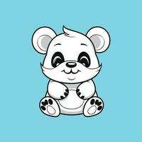 schattig grappig weinig panda baby zittend glimlachen vector