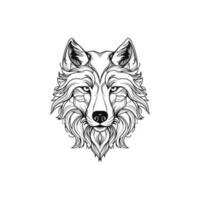 wolf hoofd tatoeëren. agressief wild dier vector illustratie