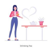 het drinken van thee vrouw vector