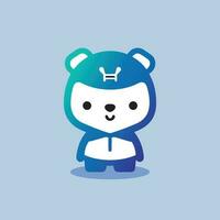 schattig teddy beer in blauw kleur vector