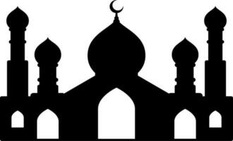 moskee vector illustratie. silhouet moskee icoon voor teken en symbool van moslim aanbidden plaats. moskee icoon van Islam religie en moslim vertrouwen. plaats van moslim naar bidden