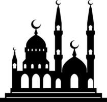 moskee vector illustratie. silhouet moskee icoon voor teken en symbool van moslim aanbidden plaats. moskee icoon van Islam religie en moslim vertrouwen. plaats van moslim naar bidden