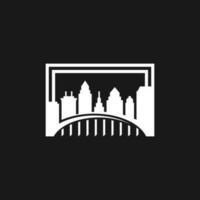 brug stad silhouet logo ontwerp vector