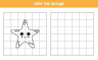 kopiëren de afbeelding van zwart en wit zee ster. logisch spel voor kinderen. vector