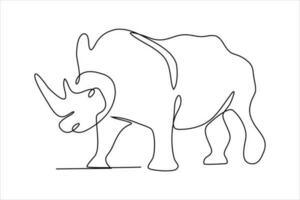 gehoornd neushoorn doorlopend lijn illustratie vector