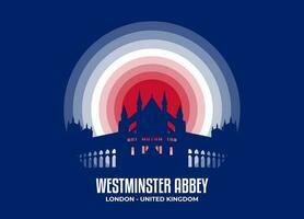 Westminster abdij. maanlicht illustratie van beroemd historisch standbeeld en architectuur in Verenigde koninkrijk. kleur toon gebaseerd Aan vlag. vector eps 10