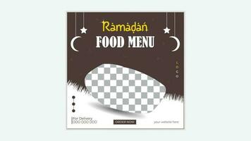 modern Ramadan voedsel menu sociaal media banier vector sjabloon.