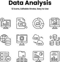 voorzichtig bewerkte gegevens analyse en statistieken pictogrammen, downloaden deze premie vectoren gemakkelijk naar gebruik