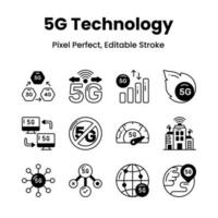 verheffen uw ontwerp spel met onze 5g netwerk pictogrammen trekken uw projecten met een futuristische tintje en op het randje esthetiek. vector