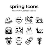 creatief ontworpen voorjaar vectoren, landbouw, tuinieren en landbouw pictogrammen reeks vector