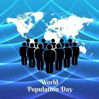 wereld bevolking dag ontwerp vector met wereld kaart en mensen silhouet. wereld bevolking dag achtergrond vector