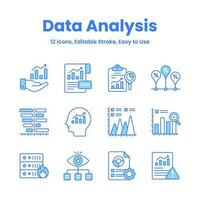 voorzichtig bewerkte gegevens analyse en statistieken pictogrammen, downloaden deze premie vectoren gemakkelijk naar gebruik