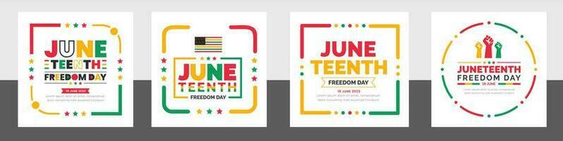 juneteenth vrijheid dag typografie ontwerp reeks gebruik naar sociaal media post banier, achtergrond, banier, kaart, poster. Afrikaanse Amerikaans onafhankelijkheid dag concept, dag van vrijheid en emancipatie. 19 juni. vector