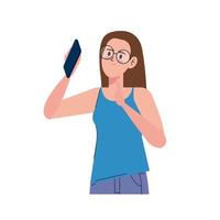 vrouw influencer met smartphone vector