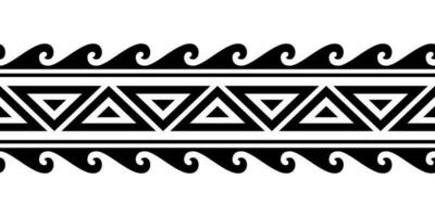 Maori polynesisch tatoeëren armband met golven en zon symbool. tribal mouw naadloos patroon vector. vector