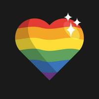 lgbt trots hart. regenboog vlag liefde symbool. verscheidenheid en vrijheid. vlak stijl vector icoon met schaduwen en vonken.