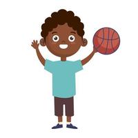 jongen speelt basketbal vector