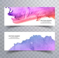 Mooi waterverf kleurrijk banners geplaatst ontwerp vector