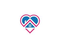 echt landgoed logo in liefde sjabloon ontwerp. gemakkelijk icoon van huis met hart vorm geven aan. huis lijn kunst vorm geven aan. vector symbool.