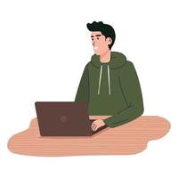 man met laptop vector