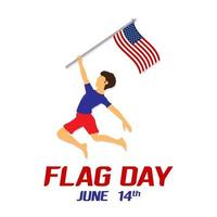 usa vlag dag gratis vector illustratie met een jongen die een vlag in de hand zwaait