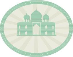 pastel groen en grijs illustratie van taj mahal in ovaal achtergrond. vector