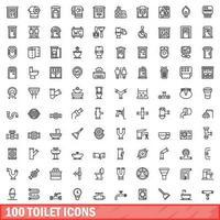 100 toilet pictogrammen set, schets stijl vector