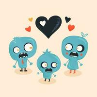 vector illustratie van zombie familie blauw. grappig illustratie van schattig helder zombies voor halloween vakantie afdrukken