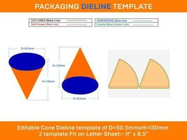taart ijs room kegels dieline sjabloon d 50.5xh 130 mm vector
