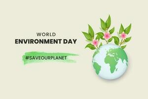 wereld milieu dag. onderwijs en campagnes Aan de belang van beschermen natuur. kaart, banier voor wereld milieu dag. vector