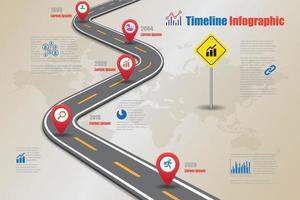zakelijke routekaart tijdlijn infographic met verkeersborden vector