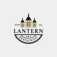 creatief lantaarn post lamp restaurant wijnoogst logo ontwerp vector concept illustratie idee