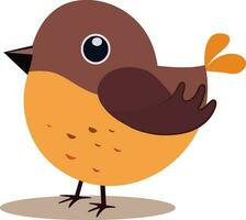 schattig vogel tekenfilm icoon in oranje en bruin kleur. vector