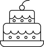slepen laag taart versierd met kers icoon in schets stijl. vector