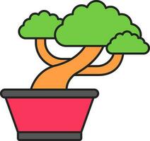 kleurrijk bonsai fabriek vaas vlak icoon. vector