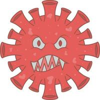 rood boos virus mascotte icoon in vlak stijl. vector