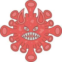 gehoornd virus monster gezicht vlak icoon in vlak stijl. vector