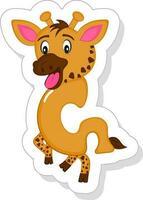 sticker stijl g alfabet dier tekenfilm giraffe icoon. vector