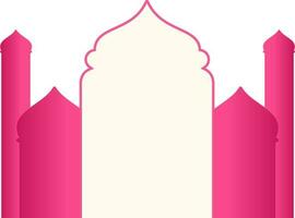 blanco moskee deur met minaret roze element in vlak stijl. vector