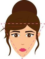 bruin haar- bun mooi meisje met driehoek gezicht icoon. vector