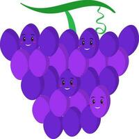 schattig druiven emoji in vlak stijl. vector