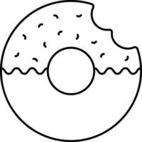 geïsoleerd donut icoon in zwart schets hartinfarct. vector