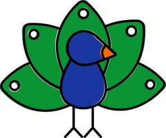 geïsoleerd mooi Pauw icoon in blauw en groen kleur. vector