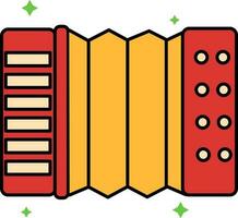 geel en rood accordeon musical instrument vlak icoon. vector
