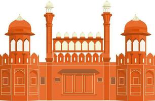 vector illustratie van rood fort in nieuw Delhi Indië.