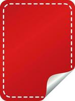 leeg krullen papier rechthoek etiket element in rood en zilver kleur. vector